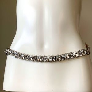 SOLD - Chico's Silver Leather Adjustable Rhinestone Belt
